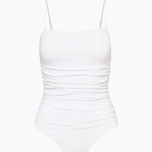 Aritzia Babaton Contour Ruched Bodysuit White
